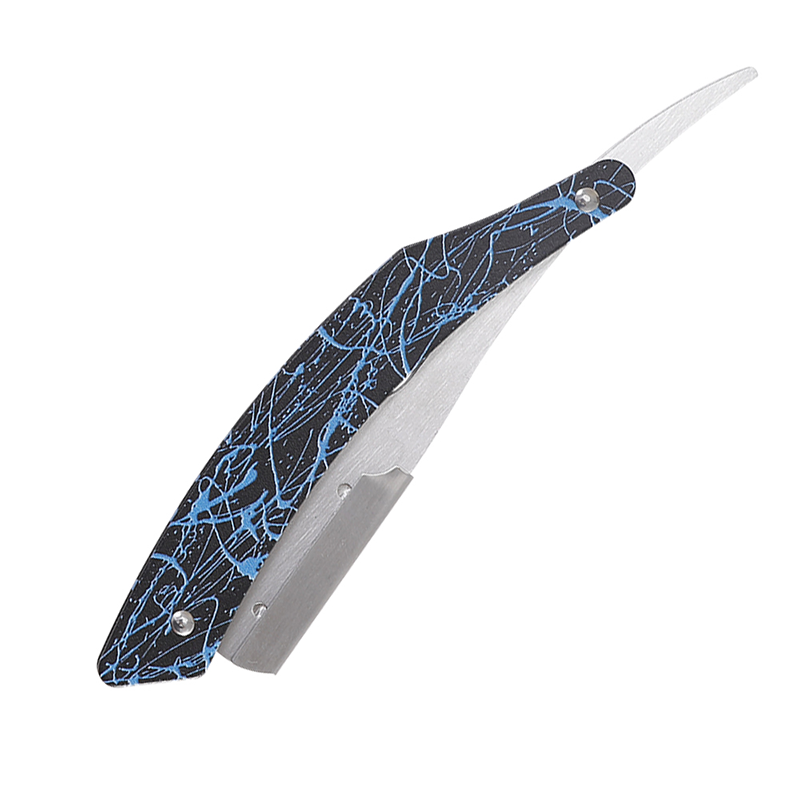 HE-10931 Stainless Steel Gradient Ink-Splash Folding Straight Razor Holder