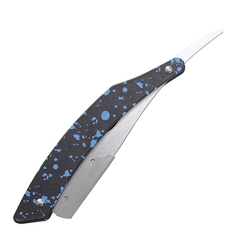 HE-10931 Stainless Steel Gradient Ink-Splash Folding Straight Razor Holder