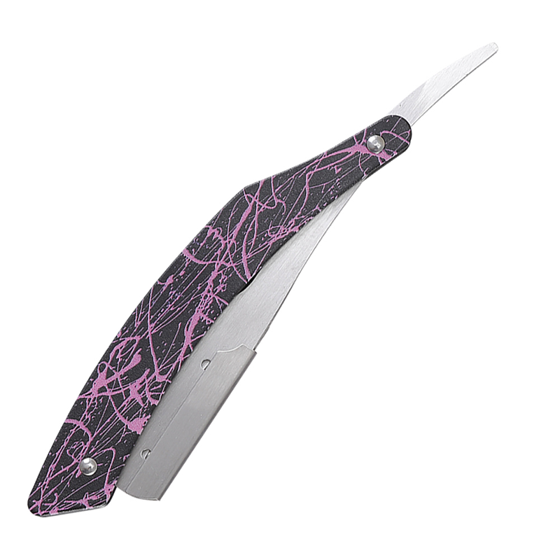 HE-10931 Stainless Steel Gradient Ink-Splash Folding Straight Razor Holder