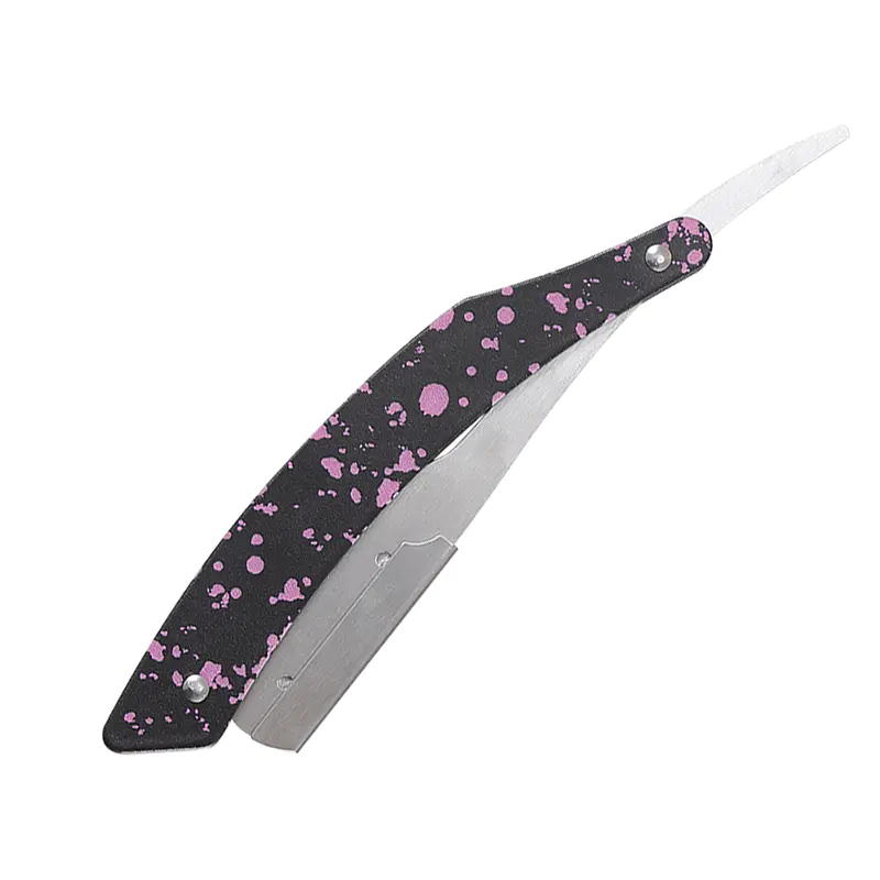 HE-10931 Stainless Steel Gradient Ink-Splash Folding Straight Razor Holder