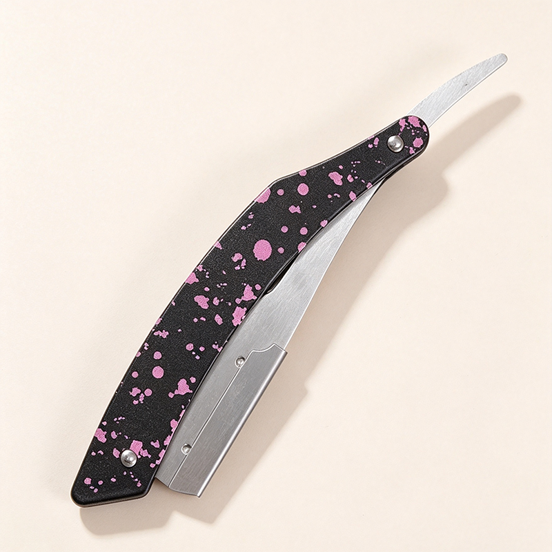 HE-10931 Stainless Steel Gradient Ink-Splash Folding Straight Razor Holder