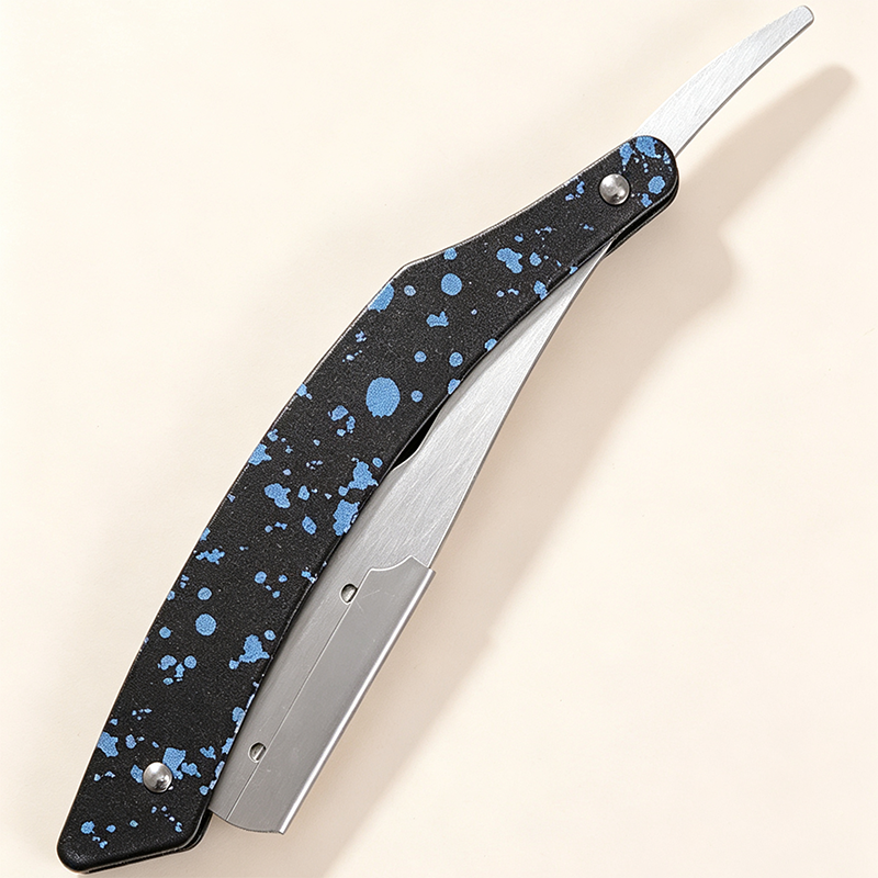 HE-10931 Stainless Steel Gradient Ink-Splash Folding Straight Razor Holder