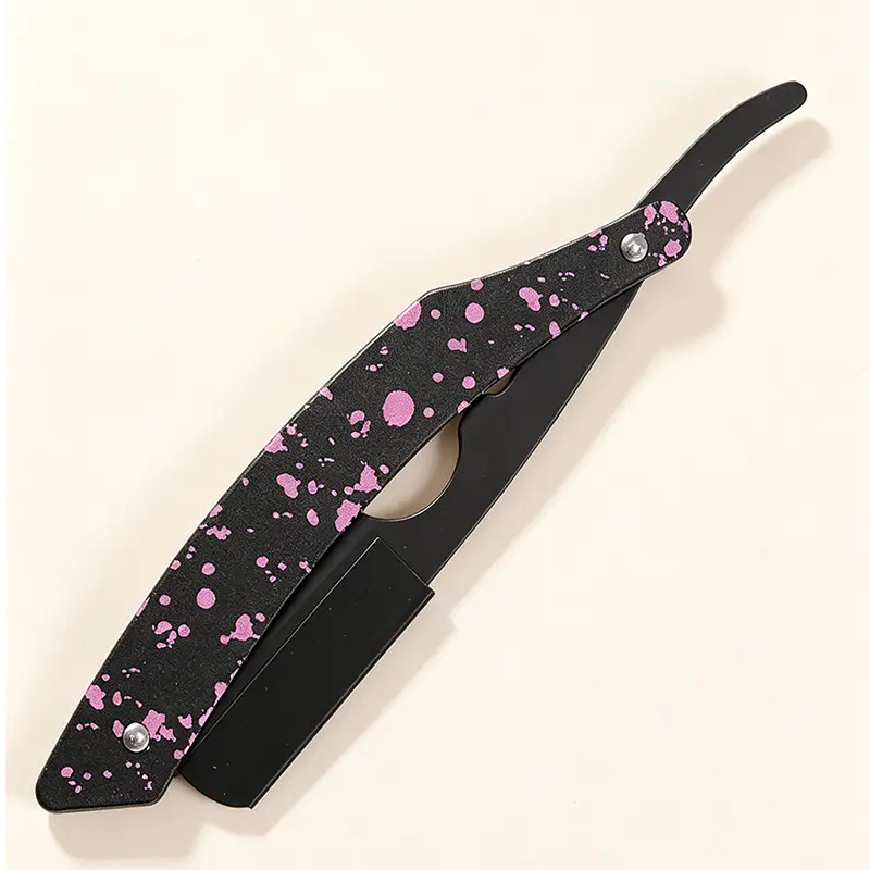 HE-10952 Heavy-Duty Stainless Steel Trendy Splatter Pattern Razor Holder