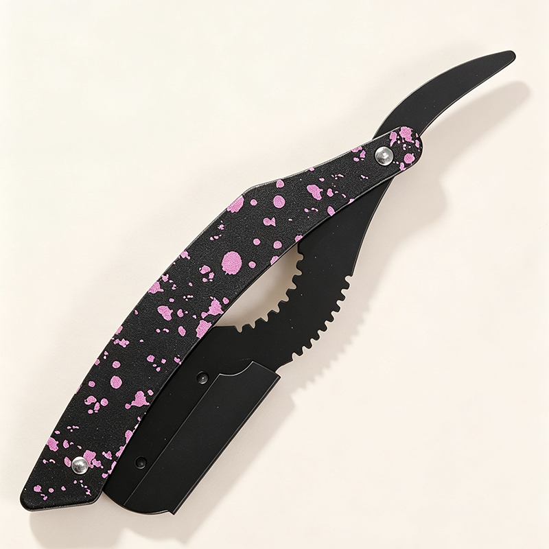 HE-10962 Black Matte Serrated Thinning Razor Holder