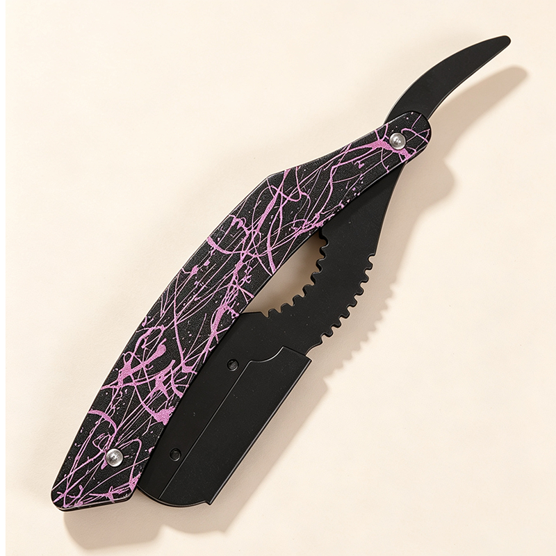HE-10962 Black Matte Serrated Thinning Razor Holder