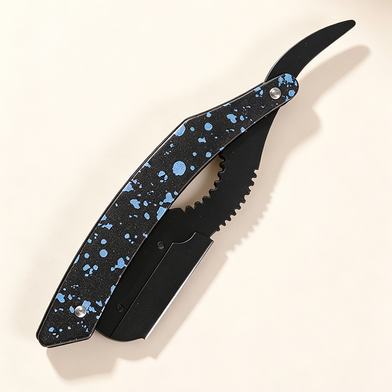 HE-10962 Black Matte Serrated Thinning Razor Holder
