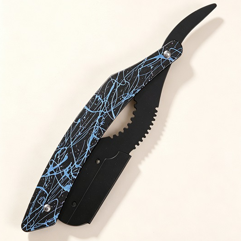 HE-10962 Black Matte Serrated Thinning Razor Holder